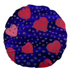 Underwater Pink Hearts Large 18  Premium Flano Round Cushions by snowwhitegirl