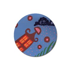 Pink Snow On Grass Magnet 3  (round) by snowwhitegirl