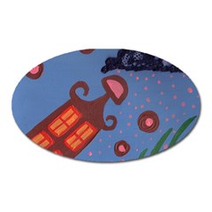 Pink Snow On Grass Oval Magnet by snowwhitegirl