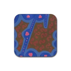 Hair Salon Floor Rubber Coaster (Square) 