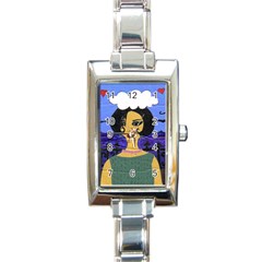 Girl By The Sea Rectangle Italian Charm Watch by snowwhitegirl