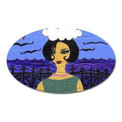 Girl By The Sea Oval Magnet by snowwhitegirl