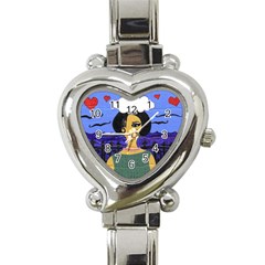 Girl By The Sea Heart Italian Charm Watch by snowwhitegirl