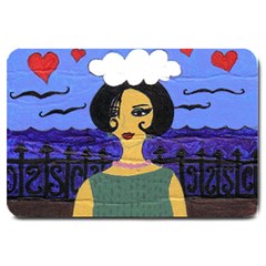 Girl By The Sea Large Doormat  by snowwhitegirl