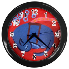 My Dog Sleeping Wall Clock (black) by snowwhitegirl