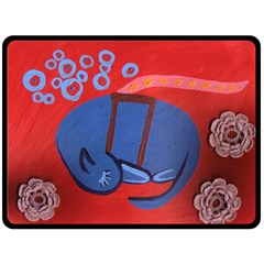 My Dog Sleeping Fleece Blanket (large)  by snowwhitegirl