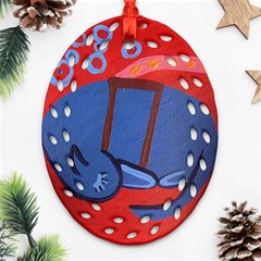 My Dog Sleeping Ornament (Oval Filigree)