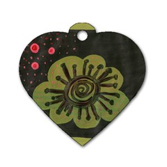 Flower Spitting Out Pink Pollen Dog Tag Heart (one Side) by snowwhitegirl