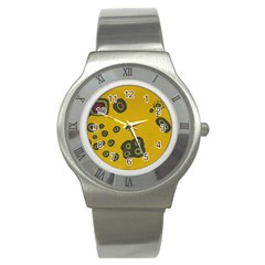 Peas Four Leaf Clover Stainless Steel Watch by snowwhitegirl