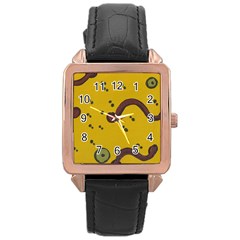 Swimming Worms Rose Gold Leather Watch  by snowwhitegirl