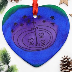 Starry Egg Heart Ornament (two Sides) by snowwhitegirl