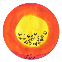 Red Sun Magnet 5  (round) by snowwhitegirl