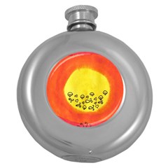 Red Sun Round Hip Flask (5 Oz) by snowwhitegirl