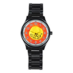 Red Sun Stainless Steel Round Watch by snowwhitegirl