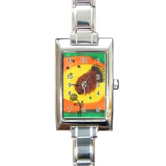 Pirana Eating Flower Rectangle Italian Charm Watch by snowwhitegirl