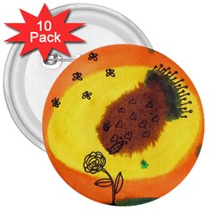 Pirana Eating Flower 3  Buttons (10 Pack)  by snowwhitegirl