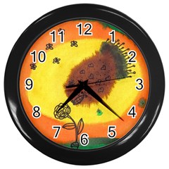 Pirana Eating Flower Wall Clock (black) by snowwhitegirl