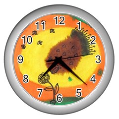 Pirana Eating Flower Wall Clock (silver) by snowwhitegirl