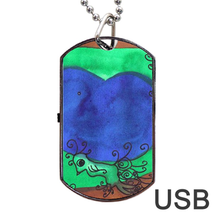 Peacocks Dog Tag USB Flash (One Side)