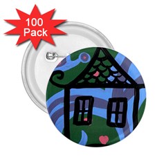 Smiling House 2 25  Buttons (100 Pack)  by snowwhitegirl