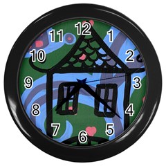 Smiling House Wall Clock (black) by snowwhitegirl