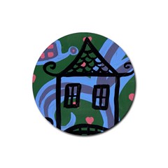 Smiling House Rubber Round Coaster (4 Pack)  by snowwhitegirl