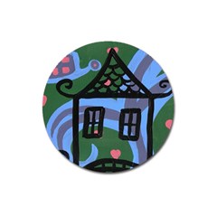 Smiling House Magnet 3  (round) by snowwhitegirl