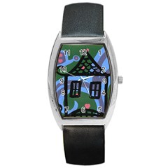 Smiling House Barrel Style Metal Watch by snowwhitegirl