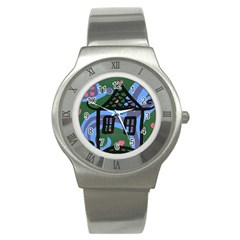 Smiling House Stainless Steel Watch by snowwhitegirl