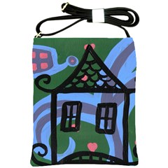 Smiling House Shoulder Sling Bags by snowwhitegirl