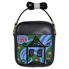 Smiling House Girls Sling Bags by snowwhitegirl