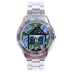 Smiling House Stainless Steel Analogue Watch by snowwhitegirl