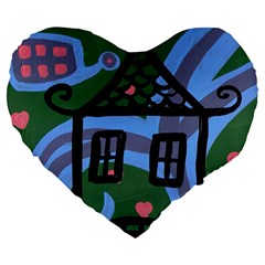 Smiling House Large 19  Premium Heart Shape Cushions by snowwhitegirl