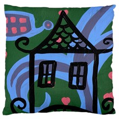 Smiling House Large Flano Cushion Case (one Side) by snowwhitegirl