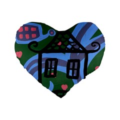 Smiling House Standard 16  Premium Flano Heart Shape Cushions by snowwhitegirl