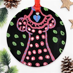 Dress And Falling Leaves Ornament (round) by snowwhitegirl