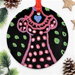 Dress And Falling Leaves Ornament (Round) Front