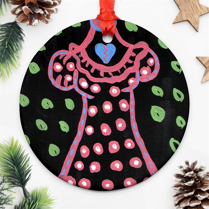 Dress And Falling Leaves Ornament (Round)