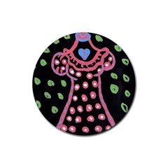 Dress And Falling Leaves Rubber Coaster (round)  by snowwhitegirl