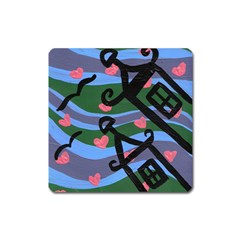 Two Houses Square Magnet by snowwhitegirl