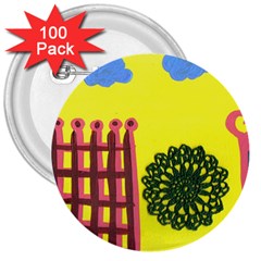 Pink House And Fence 3  Buttons (100 Pack)  by snowwhitegirl