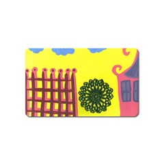 Pink House And Fence Magnet (name Card) by snowwhitegirl