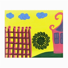 Pink House And Fence Small Glasses Cloth (2-side) by snowwhitegirl