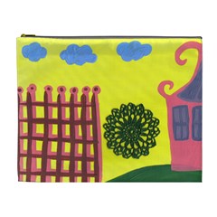 Pink House And Fence Cosmetic Bag (xl) by snowwhitegirl