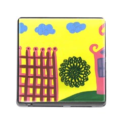 Pink House And Fence Memory Card Reader (square 5 Slot) by snowwhitegirl