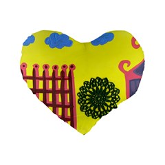 Pink House And Fence Standard 16  Premium Heart Shape Cushions by snowwhitegirl