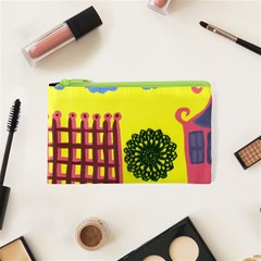 Pink House And Fence Cosmetic Bag (xs) by snowwhitegirl