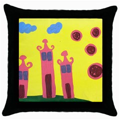 Three Houses Saying Ohhhh Throw Pillow Case (black) by snowwhitegirl