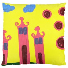 Three Houses Saying Ohhhh Large Cushion Case (one Side) by snowwhitegirl