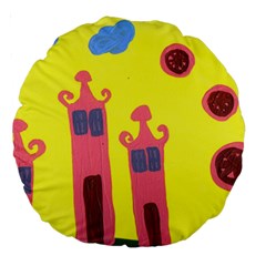 Three Houses Saying Ohhhh Large 18  Premium Round Cushions by snowwhitegirl